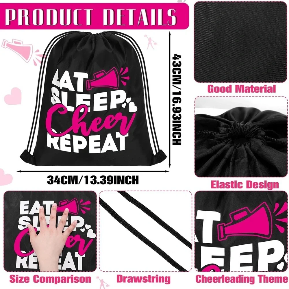 Drawstring Gym Bag Cheerleader backpack pink and black